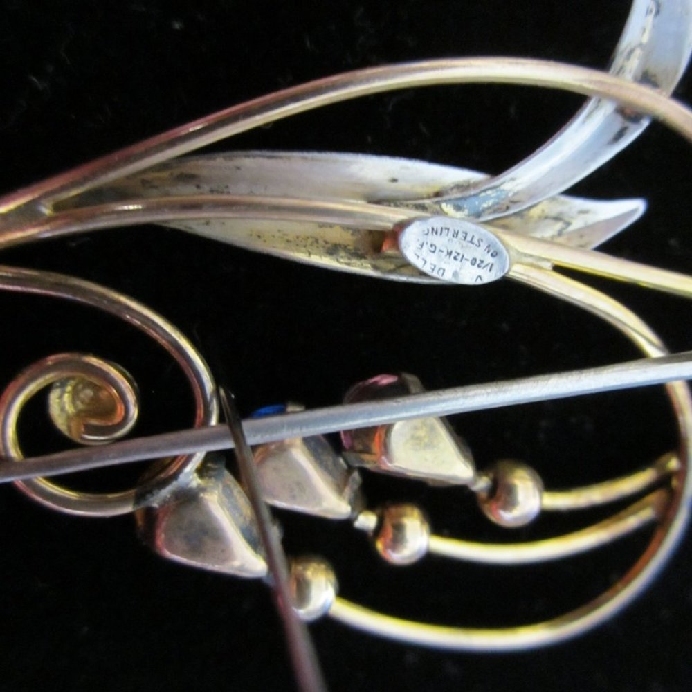 Vintage designer Brooch Sterling w/ Gold Overlay - Picture 3 of 6